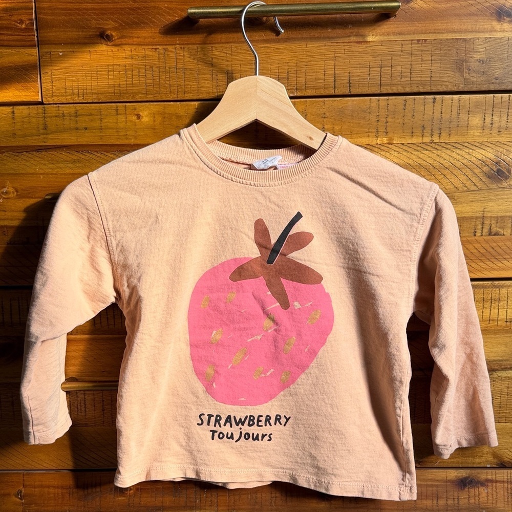 Zara Girls Strawberry Toujours Kids Shirt - 🍓